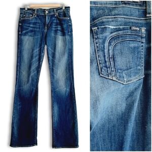 FIDELITY DENIM Belladonna Mid-Rise Bootcut Cut#285 Medium Blue Rinse Jeans Sz 3